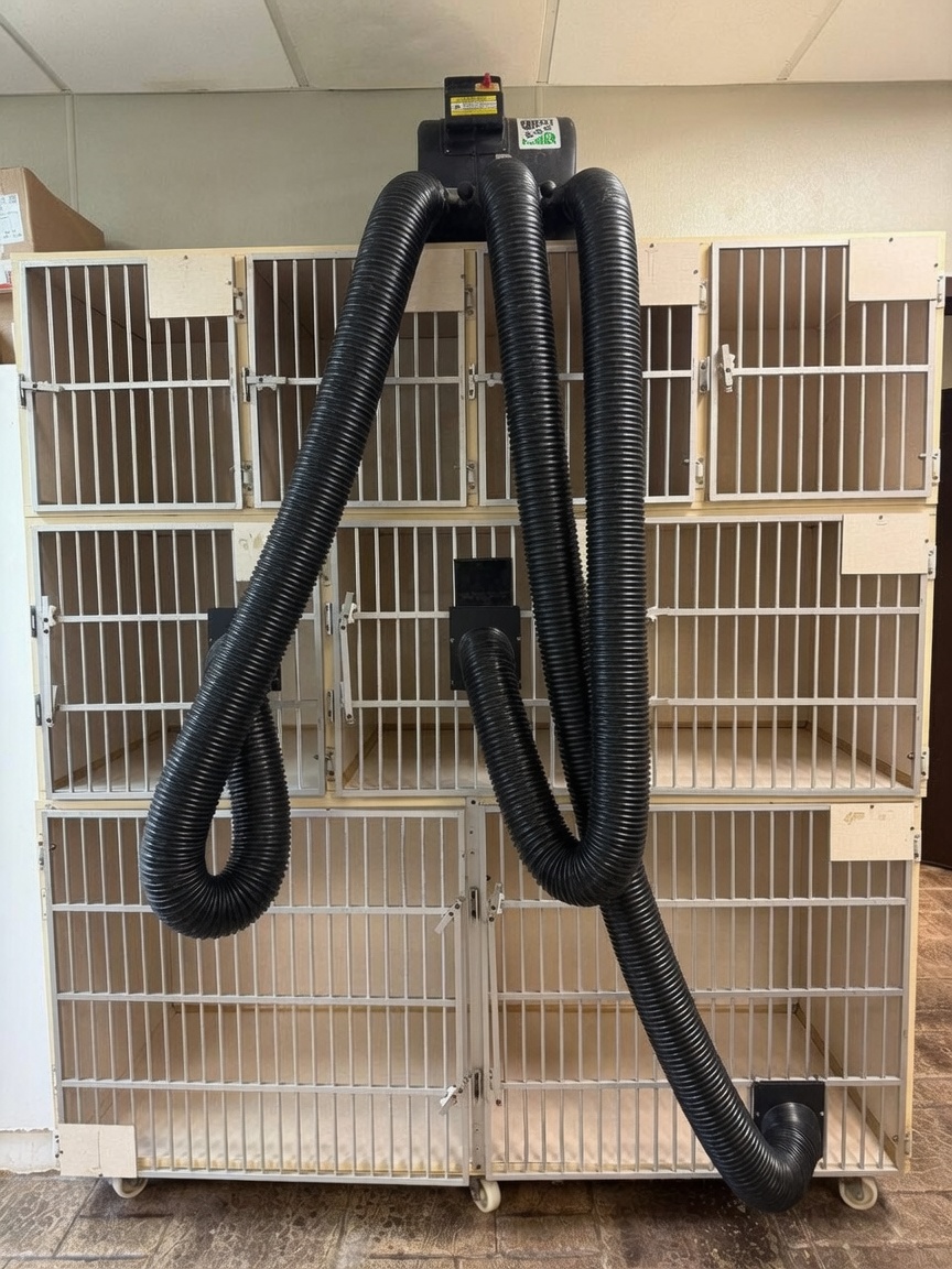 Unheated drying cage rack at Boujee Barn